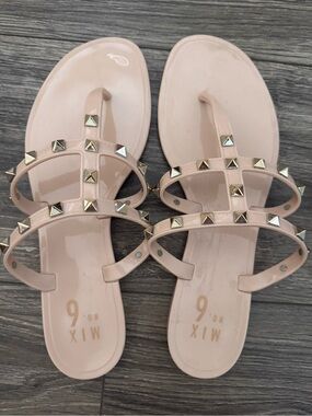 Mix No. 6 Blush Pink Studded Jelly Slide Sandals